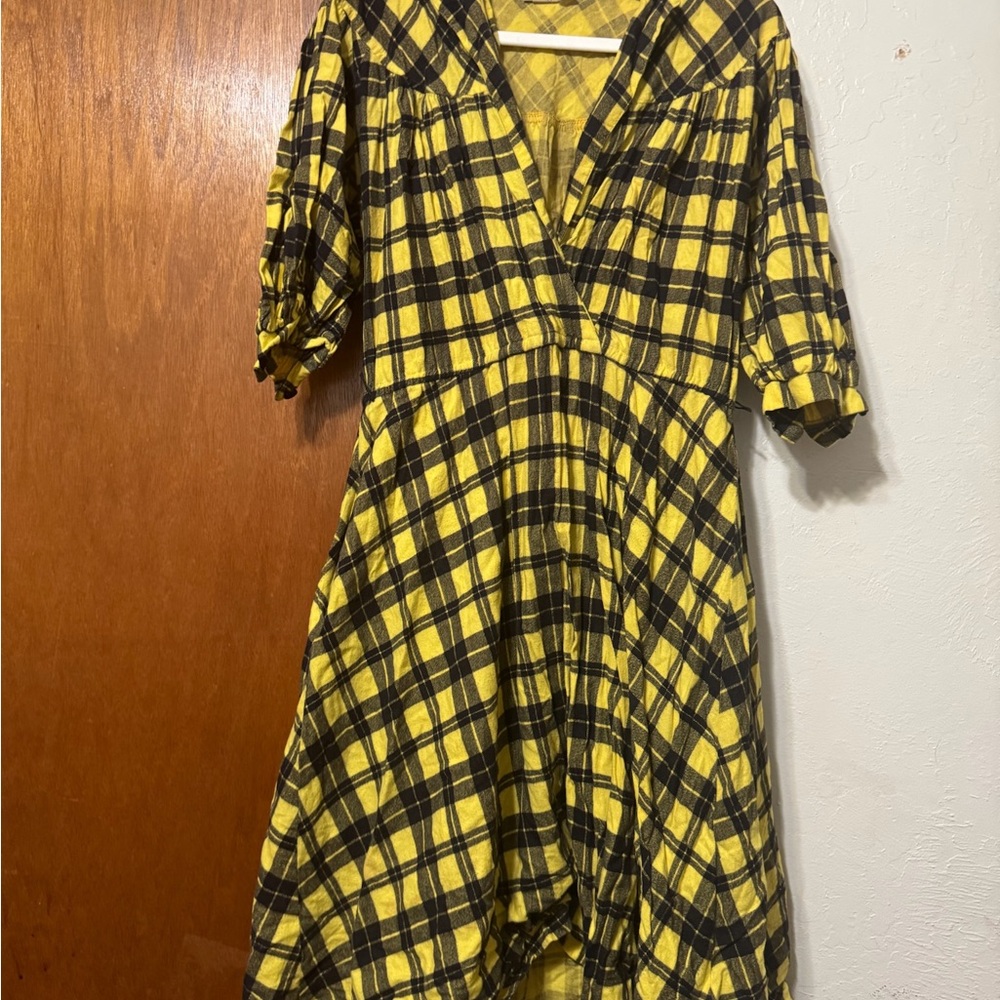 Yellow and Black Plaid Dress